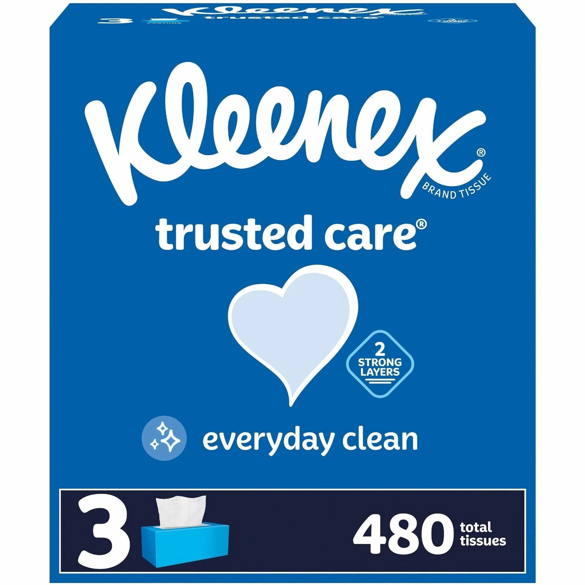 Kleenex Trusted Care Tissues: 2-Ply White 160/Box 3-Pack - Facial Tissues