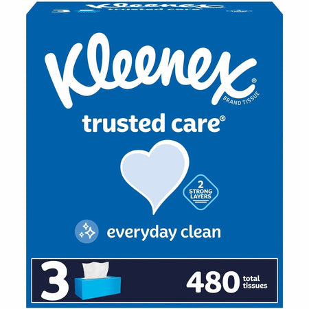 Kleenex Trusted Care Tissues: 2-Ply White 160/Box 3-Pack - Facial Tissues