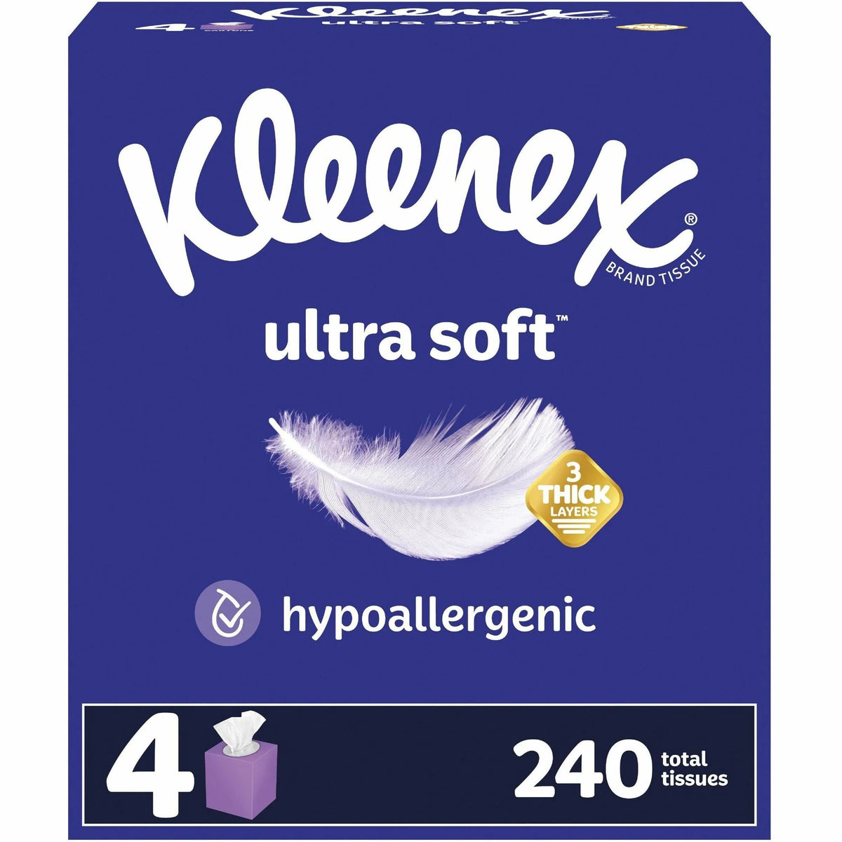 Kleenex Ultra Soft 3-Ply White Tissues - 60/Box x 48 Carton - Facial