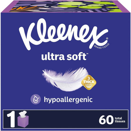 Kleenex Ultra Soft 3-Ply White Tissues - 65/Box - Facial