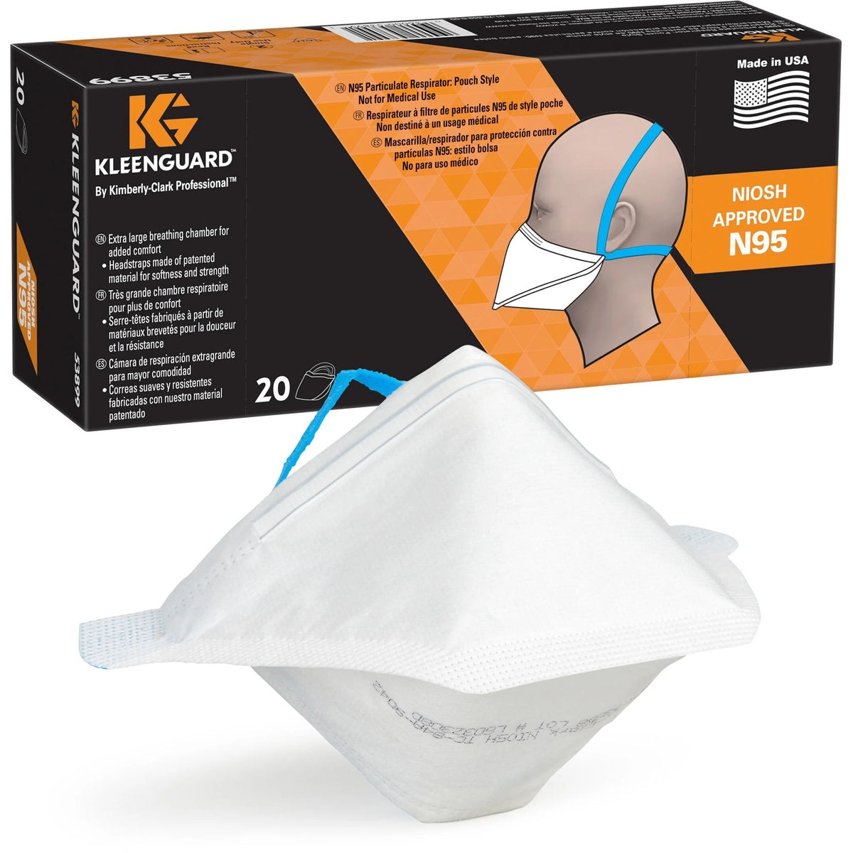 Kleenguard N95 Pouch Respirator: Face Protection - Regular Fit - White - Masks