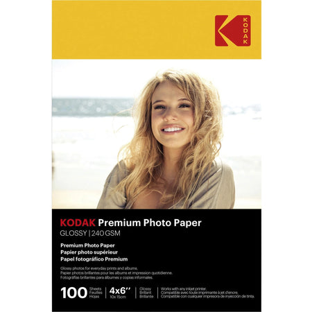 Kodak Glossy Photo Paper: 4’’ x 6’’ Smear & Smudge Proof - 100 Pack - Copy Printer Paper