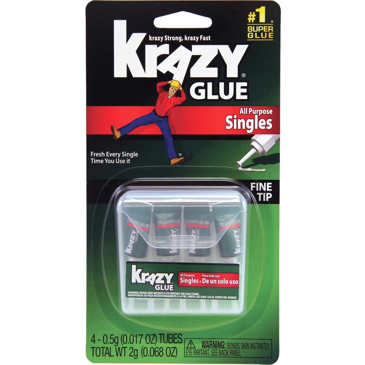 Krazy Glue Single-Use Tubes - White - 4 / Pack - Super