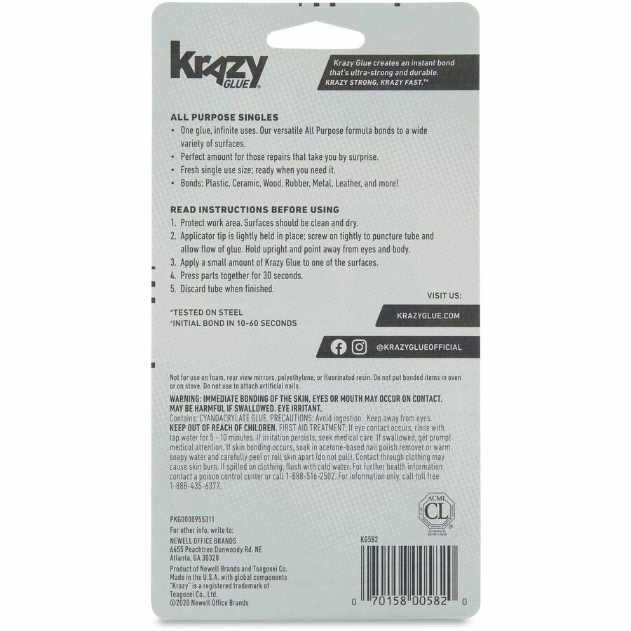 Krazy Glue Single-Use Tubes - White - 4 / Pack - Super