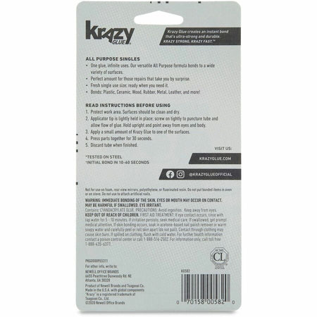 Krazy Glue Single-Use Tubes - White - 4 / Pack - Super