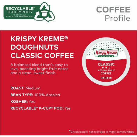 Krispy Kreme K-Cup Pod Classic Coffee Keurig Single Serve Pods Medium Roast 24 Count - Compatible with Brewer