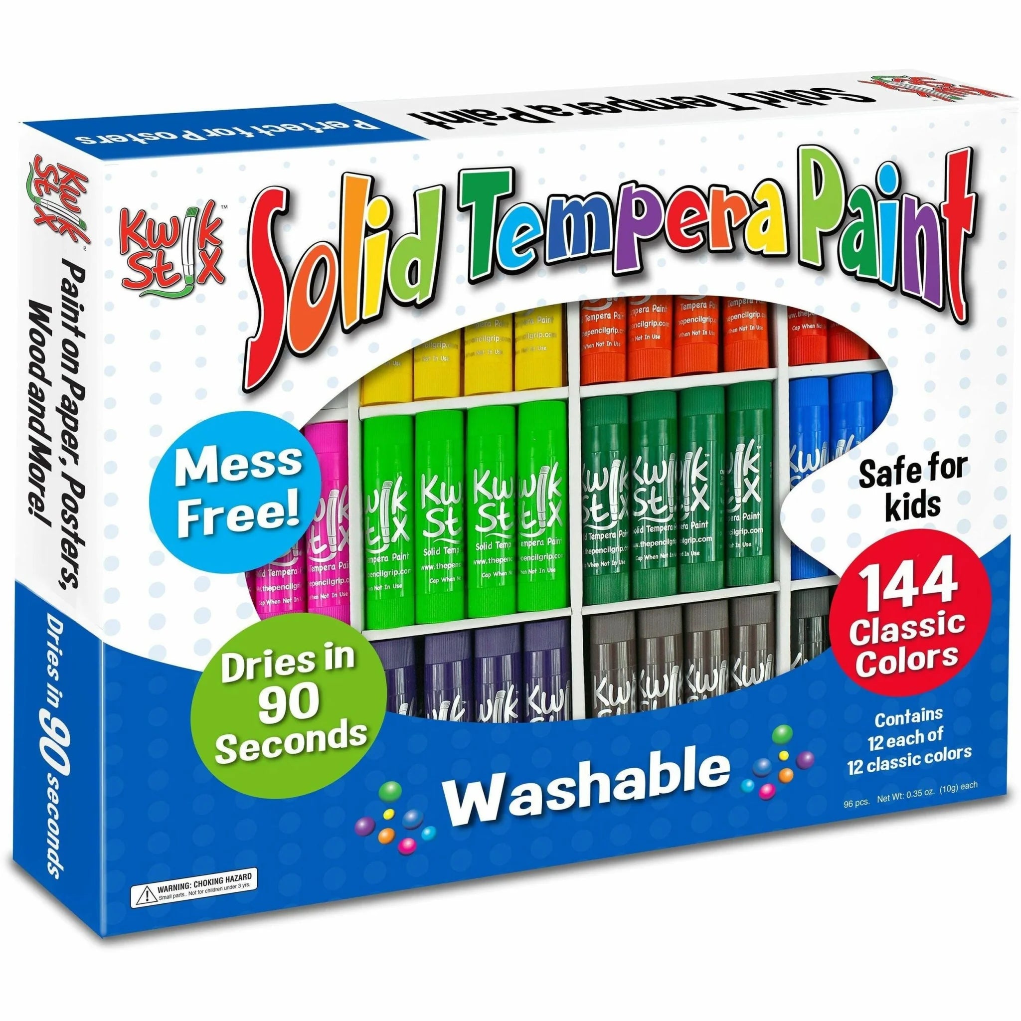 Kwik Stix 144-Piece Tempera Paint Sticks - Vibrant Colors - 144 / Box