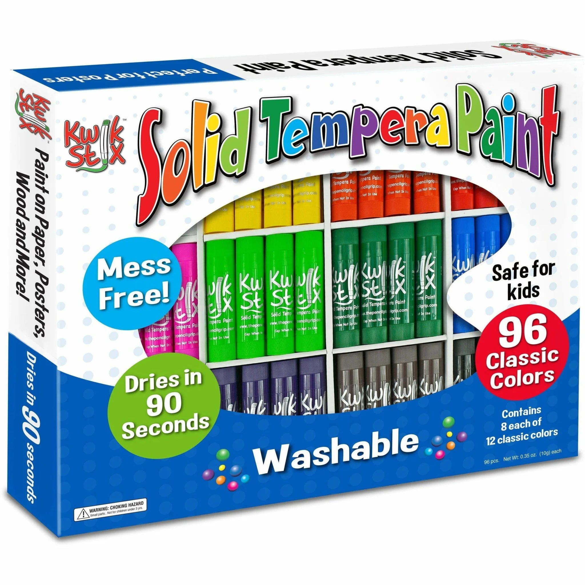 Kwik Stix 96-Piece Tempera Paint Sticks - Vibrant Colors - 96