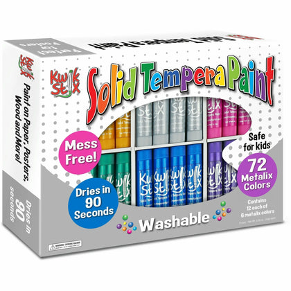Kwik Stix Metalik Solid Tempera Paint - Assorted Metallic - 72 / Box