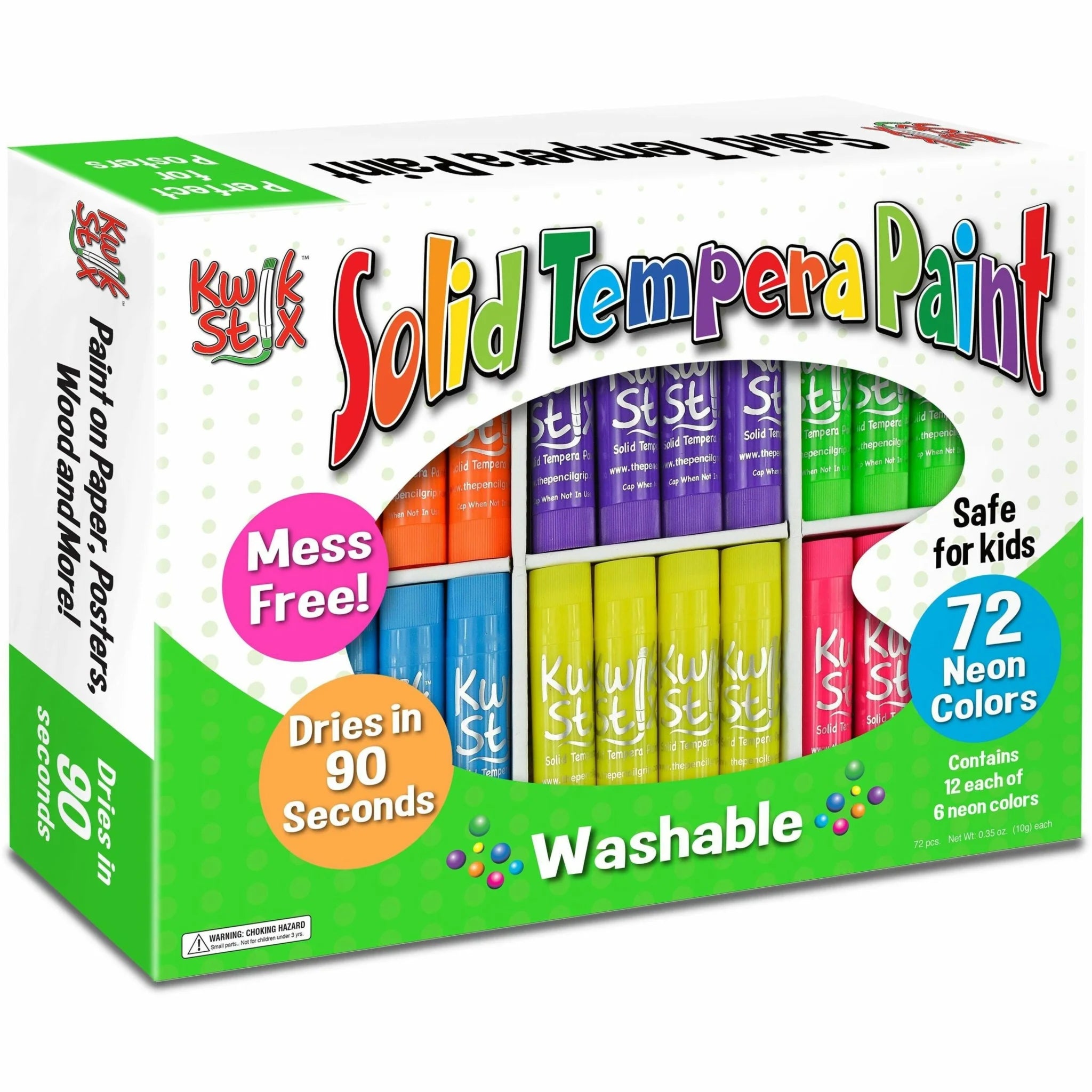 Kwik Stix Neon Solid Tempera Paint - Assorted Colors - 72/Box