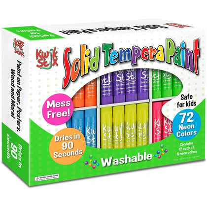 Kwik Stix Neon Solid Tempera Paint - Assorted Colors - 72/Box