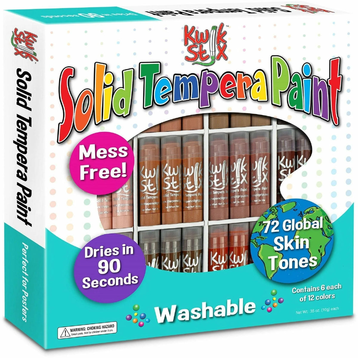 Kwik Stix Tempera Paint Set - Assorted Skin Tones - Washable - 72/Set