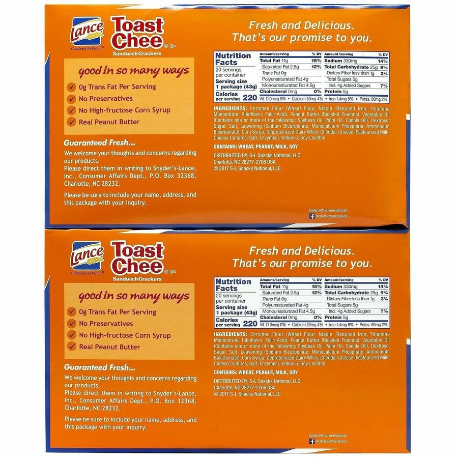 Lance Toast Chee Peanut Butter Crackers - Bottom