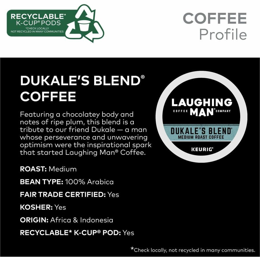 LAUGHING MAN K-Cup Pod Coffee - Compatible with Keurig Brewer - Medium - Dukale’s Blend Arabica - Kosher