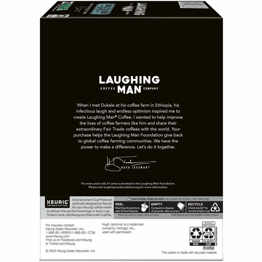 LAUGHING MAN K-Cup Pod Coffee - Compatible with Keurig Brewer - Medium - Dukale’s Blend Arabica - Kosher