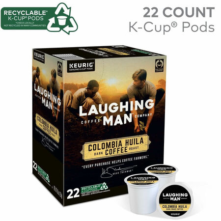 LAUGHING MAN K-Cup Pod Colombia Huila Coffee Keurig Single Serve Pods Dark Roast 22 Count