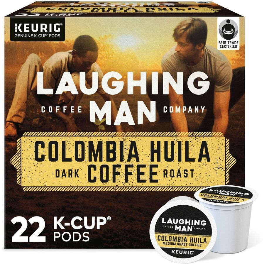 LAUGHING MAN K-Cup Pod Colombia Huila Coffee Keurig Single Serve Pods Dark Roast 22 Count