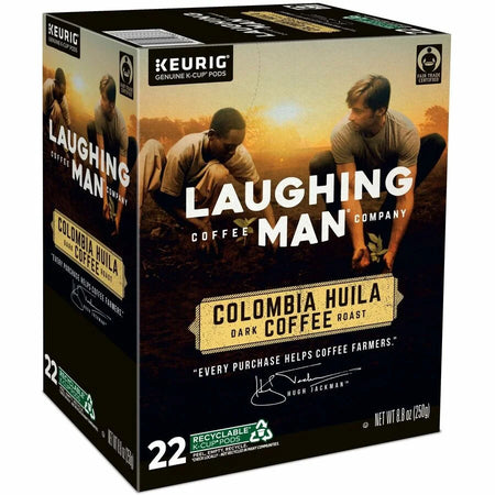 Laughing Man K-Cup Pods: Colombia Huila Dark Roast Coffee - 22 Count Pack