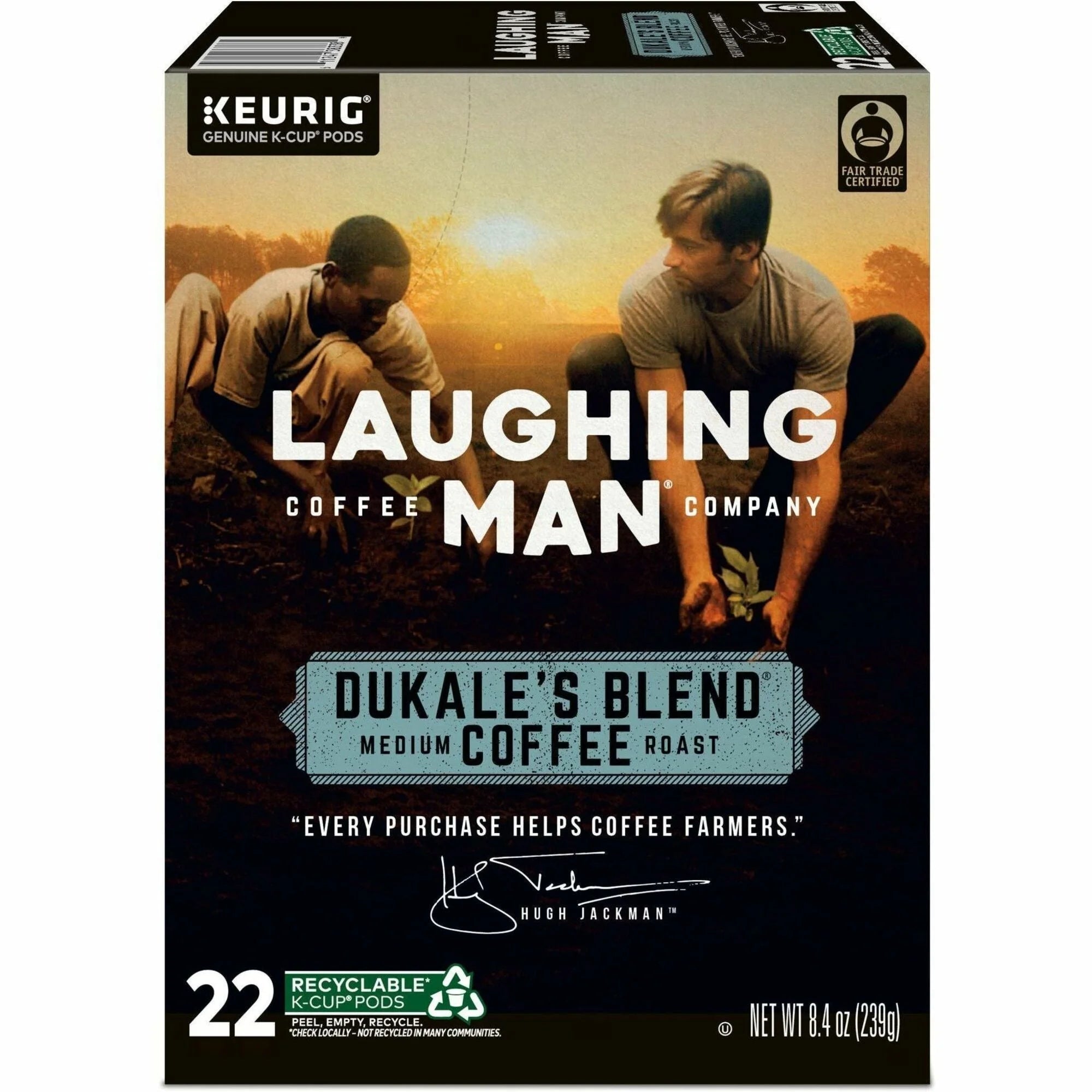 Laughing Man K-Cup Pods - Dukale’s Blend Medium Roast - 22 Pack - Coffee