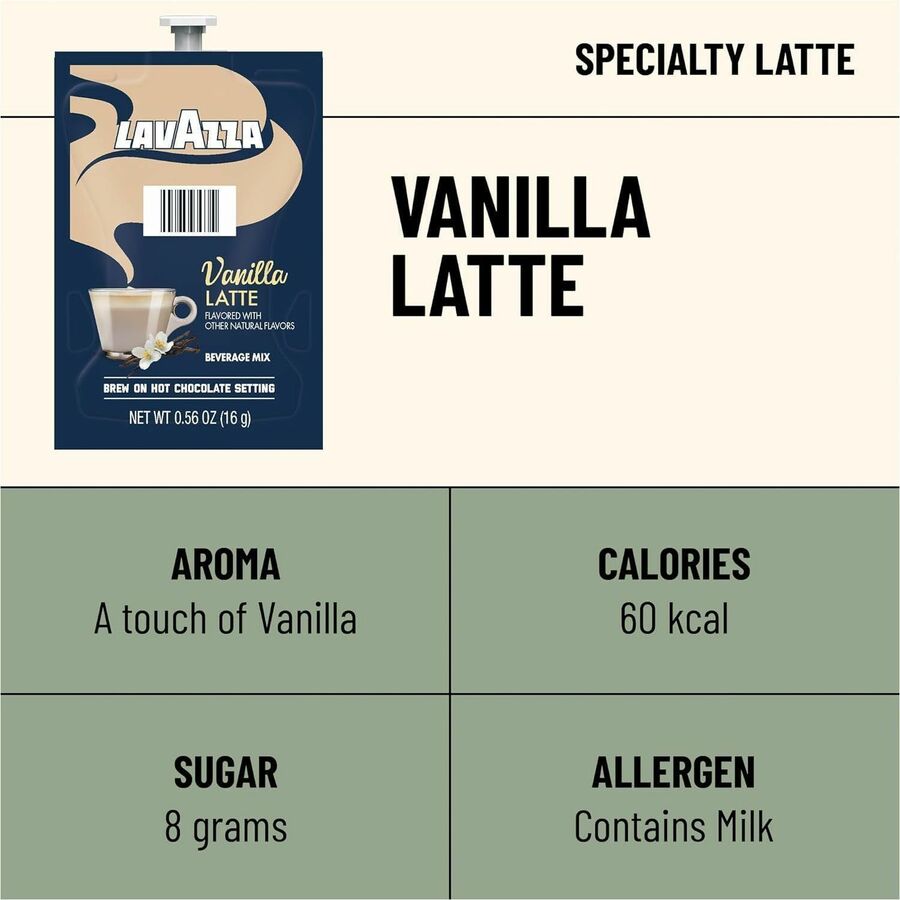 Lavazza Freshpack Latte Freshpacks - 0.5 oz - Vanilla - 72 / Carton - Coffee