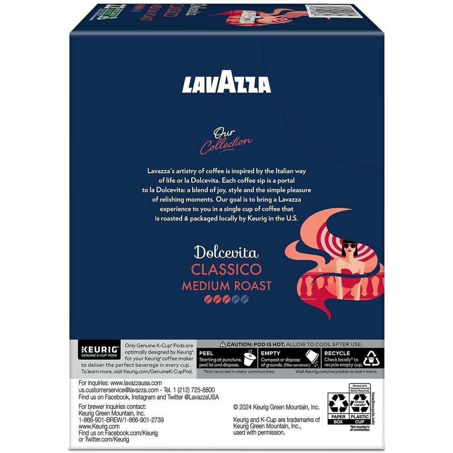 Lavazza K-Cup, Pod, Ground Dolcevita Classico K-Cup Coffee Pods - Rear