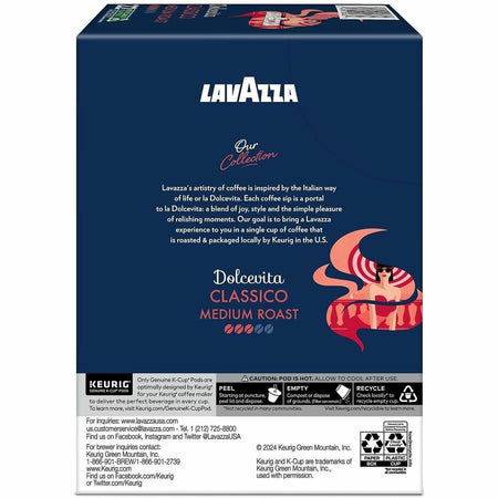 Lavazza K-Cup, Pod, Ground Dolcevita Classico K-Cup Coffee Pods - Rear