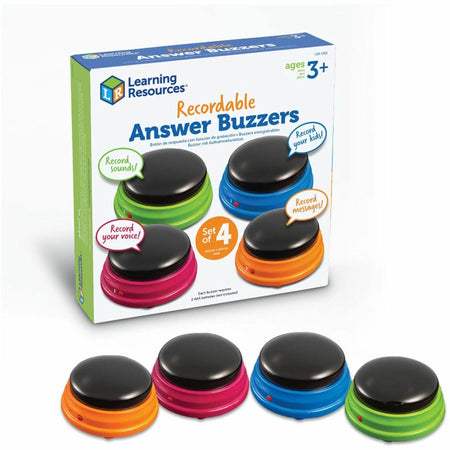 Learning Resources Answer Buzzers: Recordable Sound Game - 4 Pieces - Flash Cards