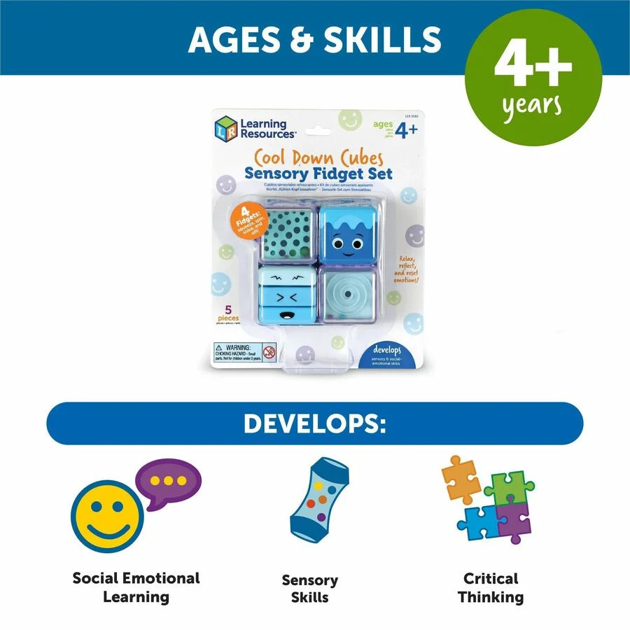 Learning Resources Cool Down Cubes: Sensory Fidget Set for - 5-Piece Multi Toy - Toys & Blocks