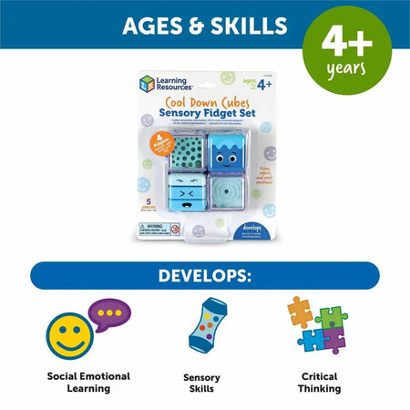 Learning Resources Cool Down Cubes: Sensory Fidget Set for - 5-Piece Multi Toy - Toys & Blocks