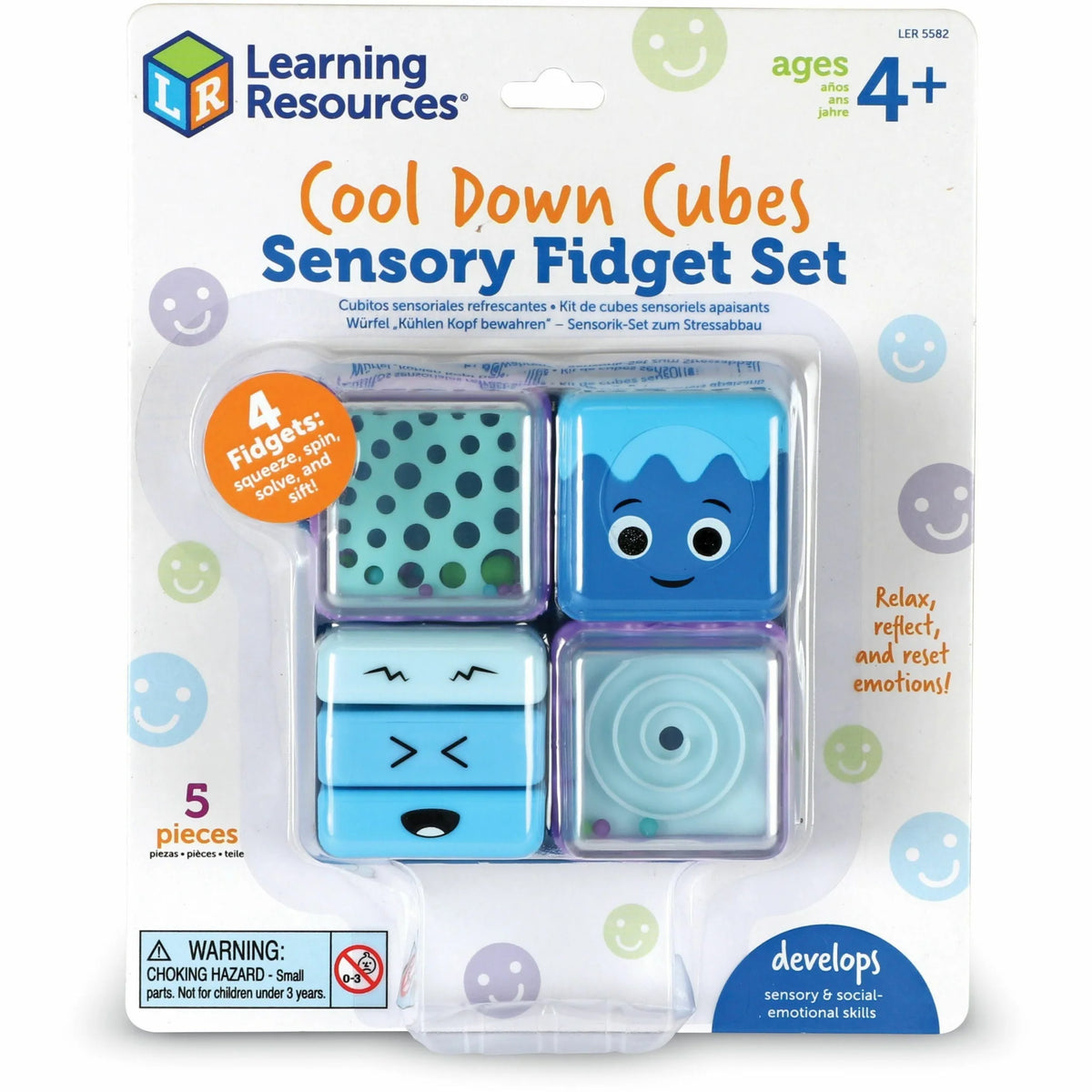 Learning Resources Cool Down Cubes: Sensory Fidget Set for - 5-Piece Multi Toy - Toys & Blocks