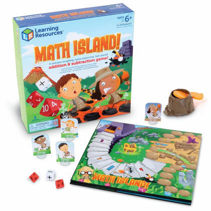 Learning Resources Math Island Game: Fun Educational Addition & Subtraction - 4 Players - Games Puzzles