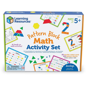 Learning Resources Pattern Block Math Activity Set: Fun Kit - 128 Pieces - Toys & Blocks