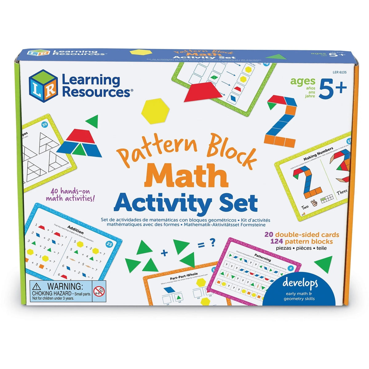 Learning Resources Pattern Block Math Activity Set: Fun Kit - 128 Pieces - Toys & Blocks