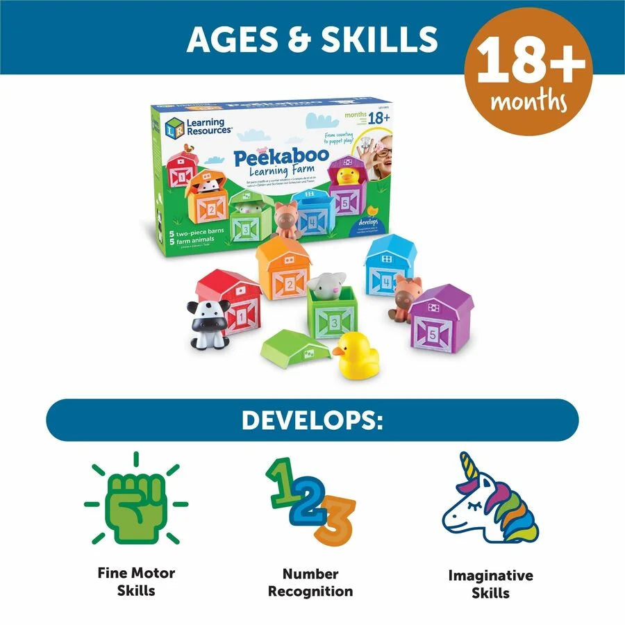 Learning Resources Peekaboo Farm Playset - Fun for Ages 18 Months & Up - Toys Blocks