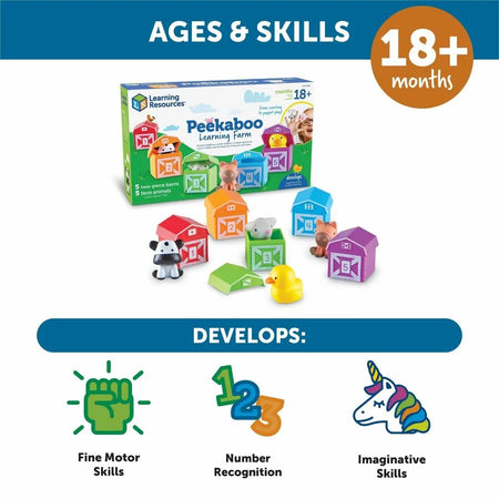 Learning Resources Peekaboo Farm Playset - Fun for Ages 18 Months & Up - Toys Blocks