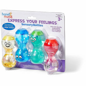 Learning Resources Sensory Bottles: Express Feelings Kit - Develop Emotional Awareness - Ages 3+ - Set of 4 - Books &