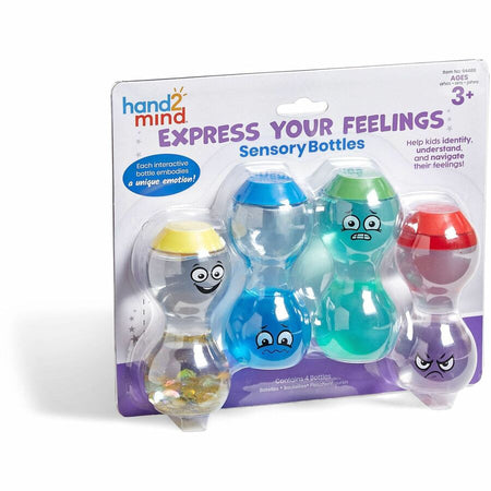 Learning Resources Sensory Bottles: Express Feelings Kit - Develop Emotional Awareness - Ages 3+ - Set of 4 - Books &