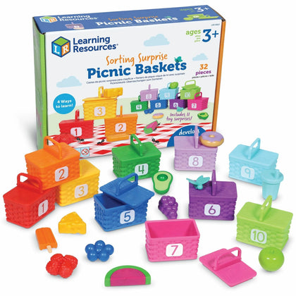 Learning Resources Sorting Surprise Picnic Baskets: Educational Toy for Ages 3-7 - 32 Pieces - Books & Activities