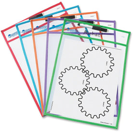 Learning Resources Write-and-Wipe Pockets: White Surface Portable & Reusable - 5/Set - Boards Supplies