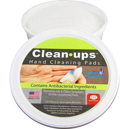 LEE Clean-ups Hand Cleaning Pads: Mild Floral 2-Ply White Cloth - 60/Tub - Skin Wipes