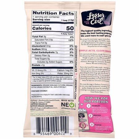 LesserEvil Himalayan Pink Salt Popcorn - Rear