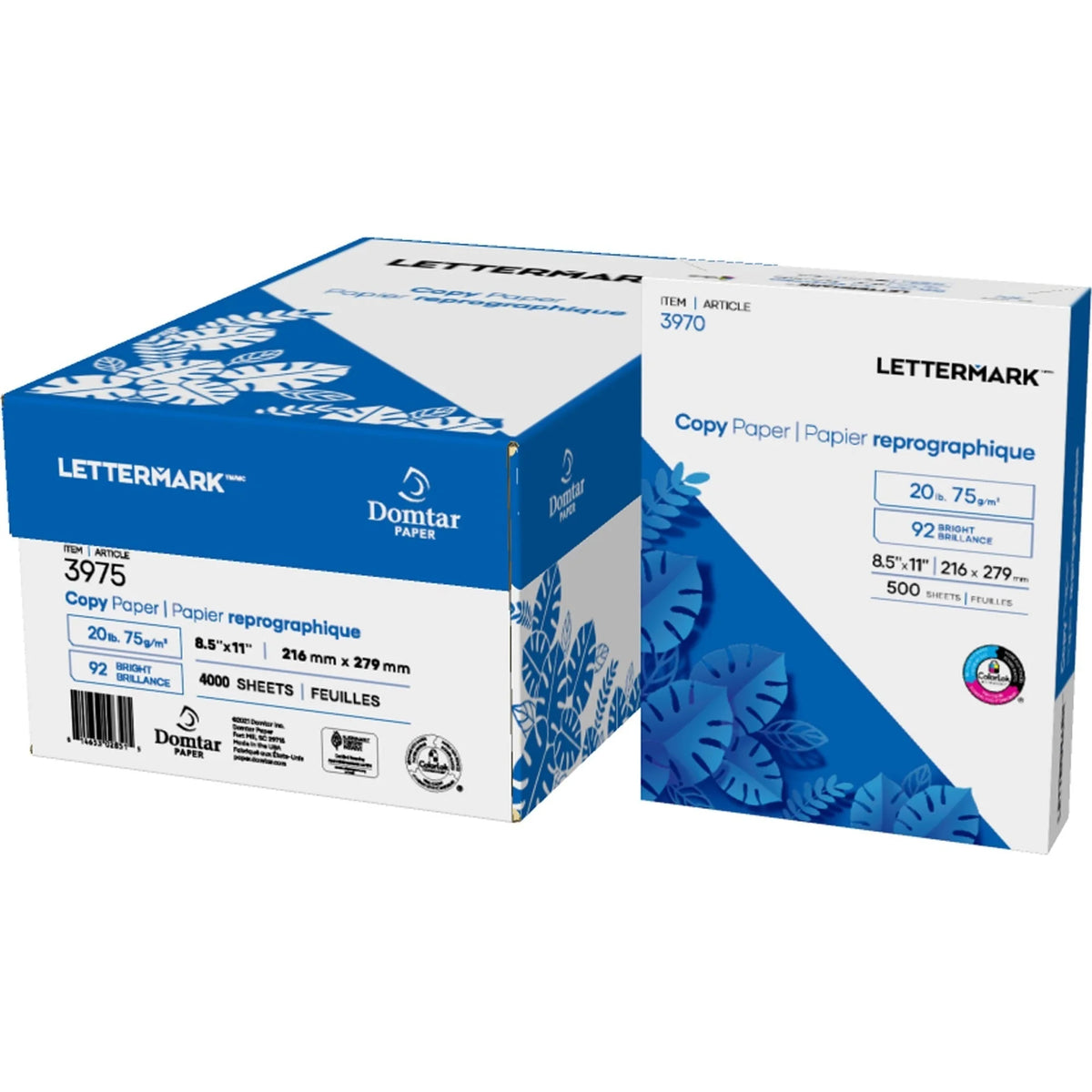 Lettermark Copy Paper: White 20 lb - SFI Certified - ColorLok Technology - 500 Sheets - 8/Carton - & Printer Paper
