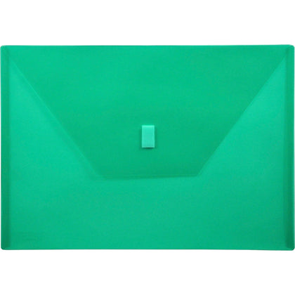 Lion 22080-GR A4 Recycled File Pocket: Green Poly Weatherproof Hook & Loop Closure - Envelopes