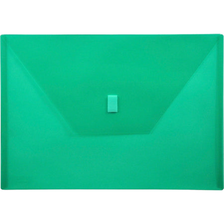 Lion 22080-GR A4 Recycled File Pocket: Green Poly Weatherproof Hook & Loop Closure - Envelopes