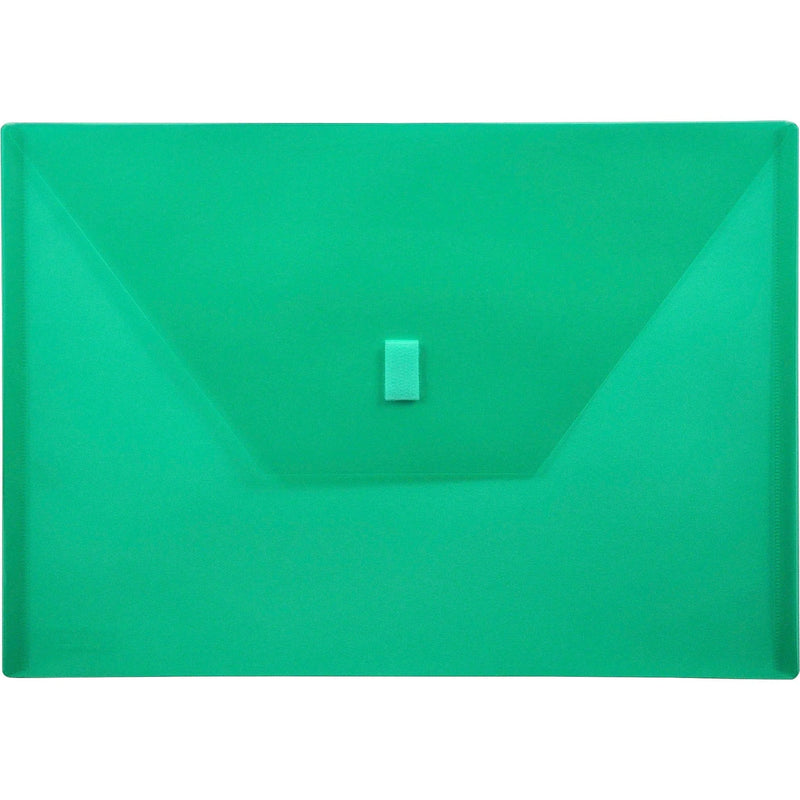 Lion 22080-GR A4 Recycled File Pocket: Green Poly Weatherproof Hook & Loop Closure - Envelopes