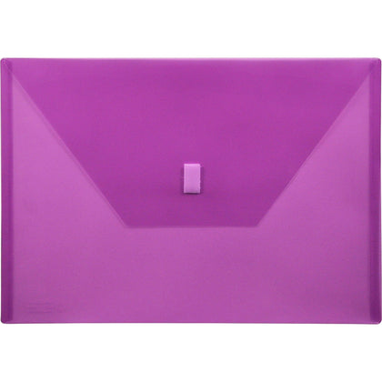 Lion 22080-PR A4 Recycled File Pocket: Purple Poly Weatherproof Hook & Loop Closure - Envelopes