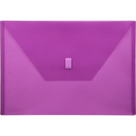 Lion 22080-PR A4 Recycled File Pocket: Purple Poly Weatherproof Hook & Loop Closure - Envelopes