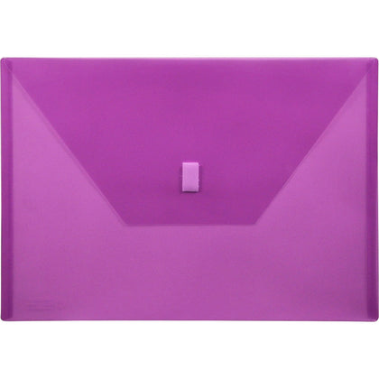 Lion 22080-PR A4 Recycled File Pocket: Purple Poly Weatherproof Hook & Loop Closure - Envelopes