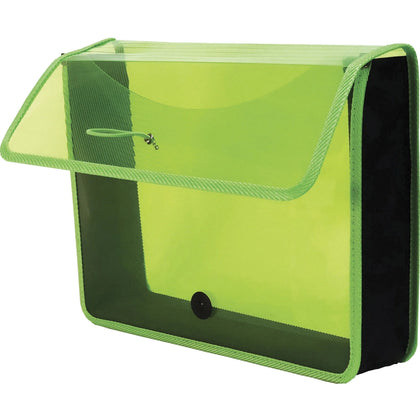 Lion Expand-N-File Letter File Wallet - Transparent Green - 3’’ Expansion - Expanding Files