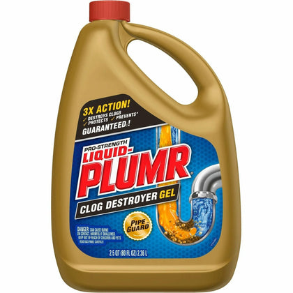 Liquid-Plumr Pro-Strength Clog Destroyer Gel - Multipurpose 80 fl oz - 6/Carton - Drain Cleaners